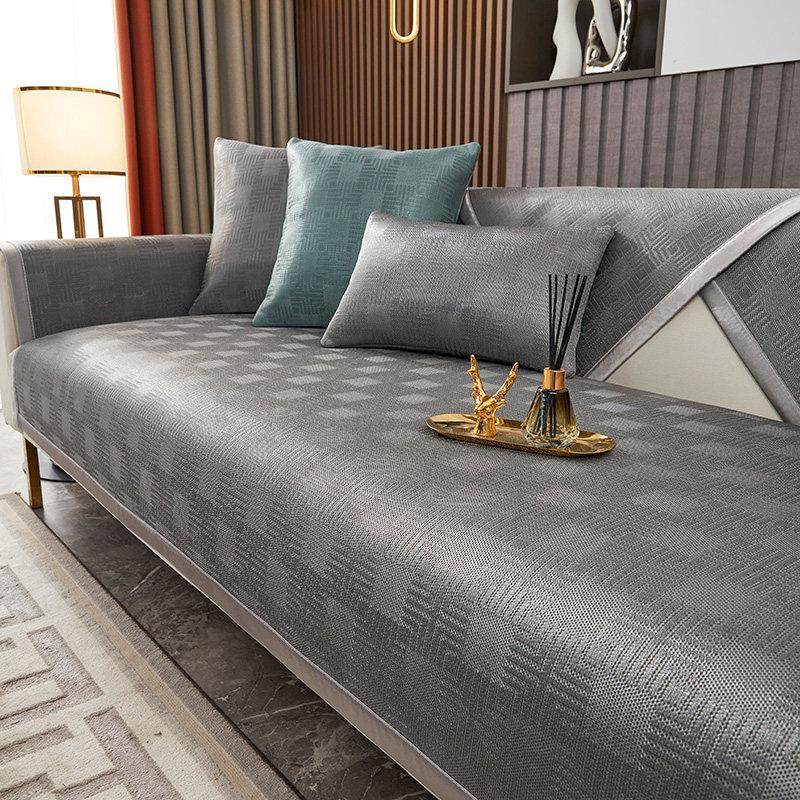 冰丝沙发垫夏季凉席防滑坐垫简约现代客厅套罩巾贵妃全包盖布通用