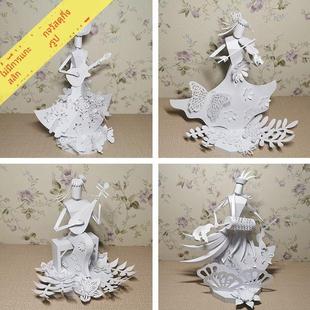 学生立体纸雕手工彷生构成纸艺动态人物模型中国风剪纸半成品材料