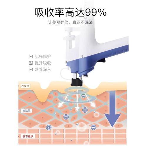 第三代微动射频水光美容仪进口美容美发用钒钛微晶无针水光美容仪
