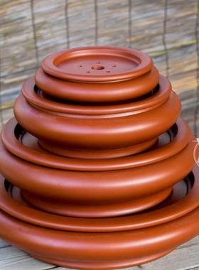 【茶盘扁舟】潮州朱泥手拉茶盘家用大小圆形茶船储水干泡台