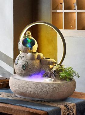 创意葫芦流水摆件招财风水轮装饰玄关茶桌柜台循环水造景开业礼物