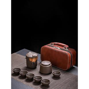 快客杯便携式 八玛陶紫砂旅行茶具套装 一壶六杯功夫茶具随行泡茶器