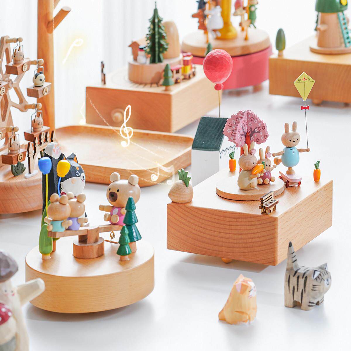 木质音乐盒八音盒女孩机械发条 儿童节实木摆件女童女生生日礼物