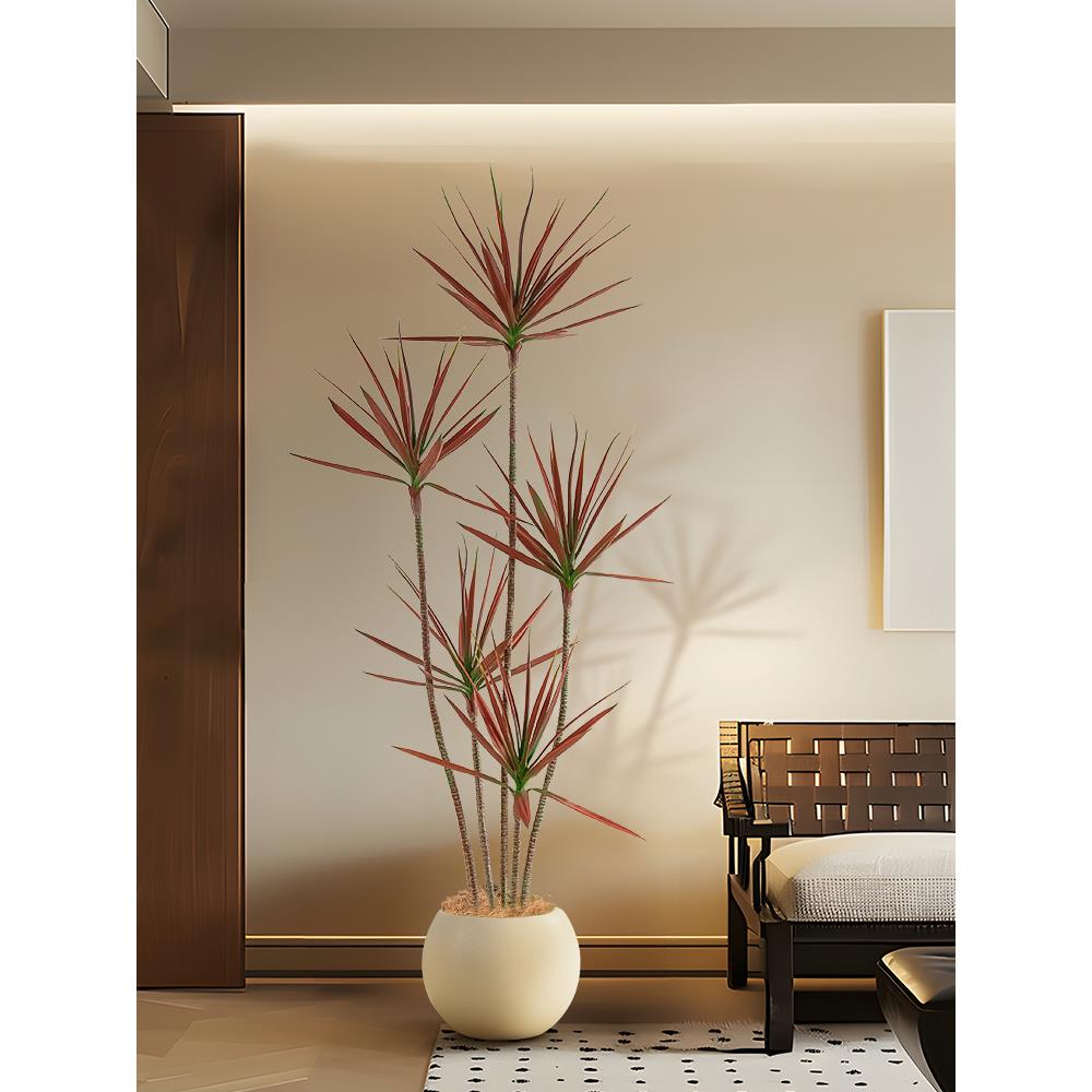 仿真绿植千年木红色高端轻奢大型客厅落地摆件龙血树仿生盆栽假树