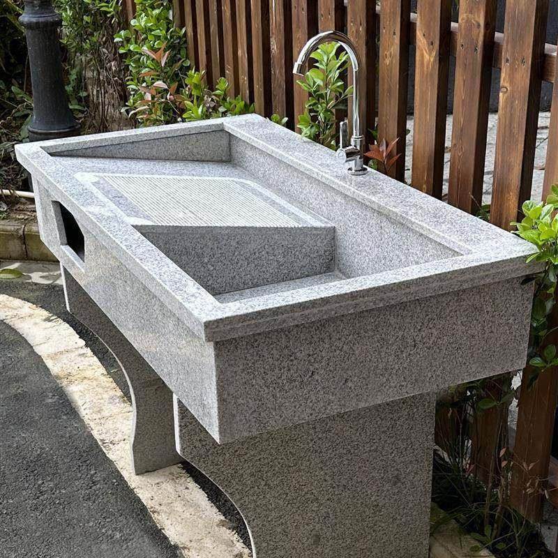 天然花岗岩大理石洗衣池带搓衣板阳台室外庭院子水池洗手台盆水槽