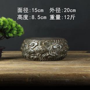 山西古建筑天然青石整料彷古雕刻祥云石鼓 茶台壶垫菩萨香炉底座