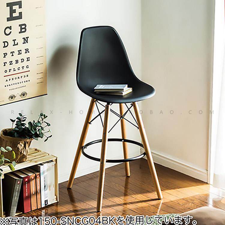 北欧风家用现代简约时尚靠背伊姆斯实木咖啡厅酒吧前台高脚椅凳子