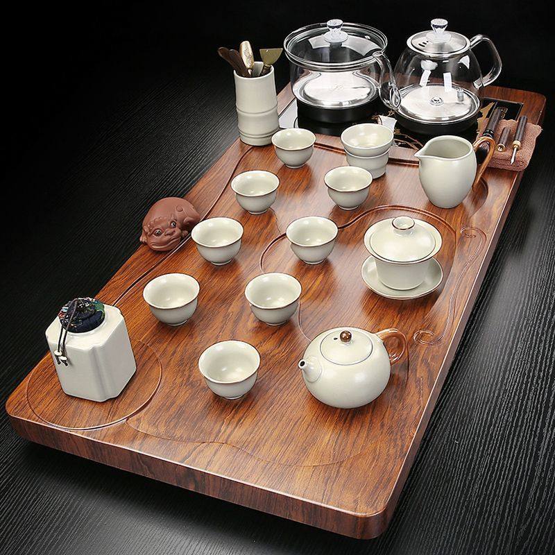 全自动一体实木茶盘家用茶具全套茶壶玻璃烧水壶底部上水高档茶台,餐饮具,整套茶具,淘宝优惠券,粉丝福利购,淘宝优惠卷