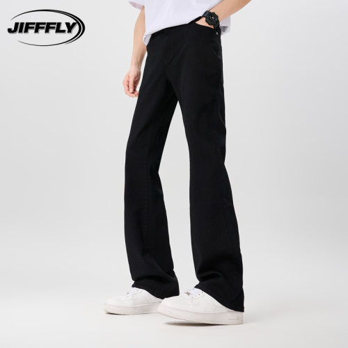 Jifffly微喇牛仔裤男生2025夏季新款vibe风修身美式cleanfi丁字裤