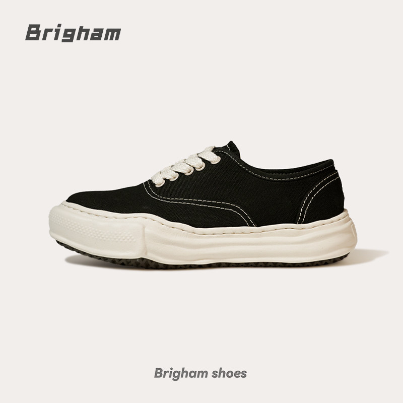 Brigham“新地”复古溶解鞋夏季百搭透气休闲低帮厚底帆布鞋442