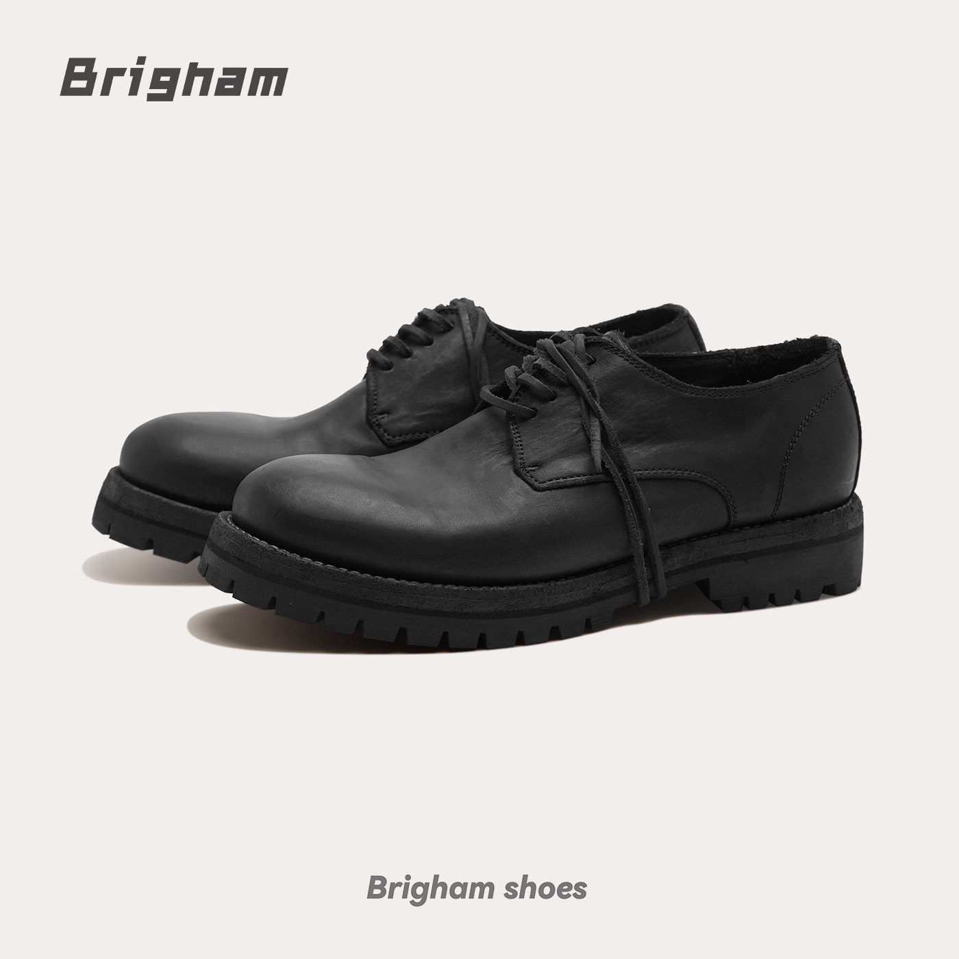 Brigham“鬼792v”复古做旧马皮德比鞋布莱克工艺皮鞋792