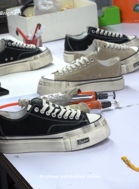 Brigham“炸弹”25ss.日系复古个性擦色反绒皮厚底硫化鞋TR101