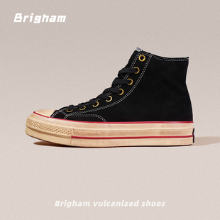 Brigham大圣秋冬高帮翻毛皮复古男女款 B200 加厚牛皮休闲硫化鞋