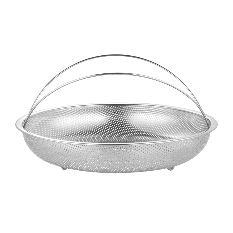 多用锈钢蒸笼冲孔蒸篮家用蒸盘器蒸鱼蒸饺蒸餐盘提手蒸架沥水篮