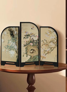 法式新桌面客厅小屏风装饰画中古风入户玄关鞋柜电视柜摆画