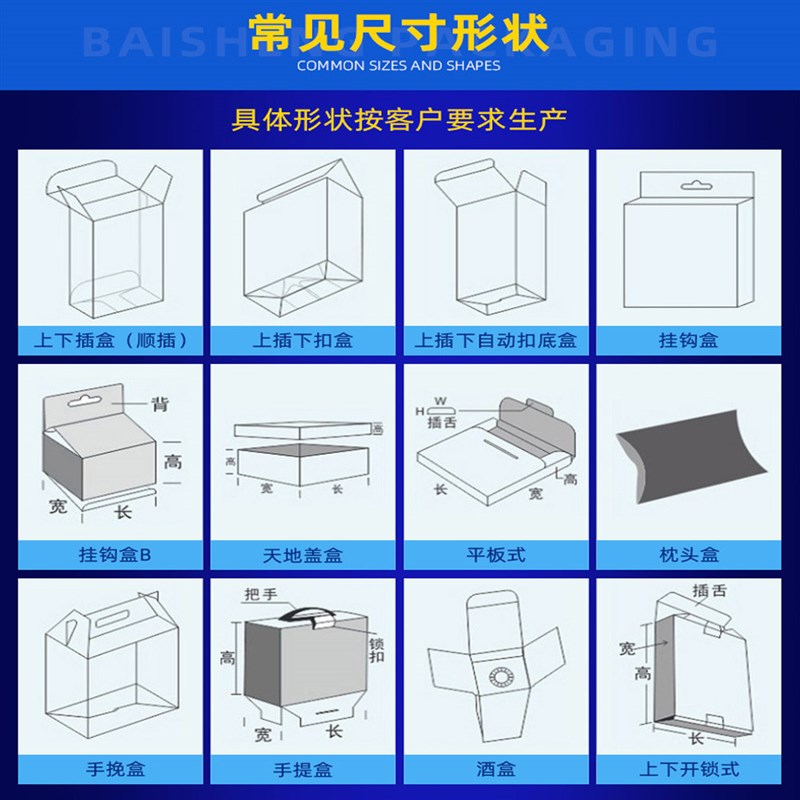 产品包盒盒印刷小批量白卡彩盒瓦楞盒飞盒订