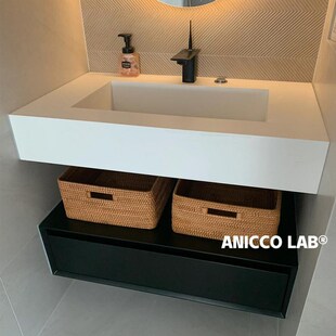 岩板无缝盆橡木实木浴室柜洗漱台酒店风丽耐