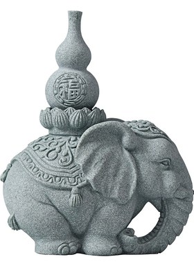 石头大象一对家居客厅办公室桌面装饰品吉祥物工艺品乔迁礼品