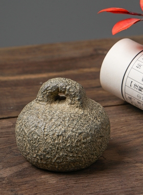 青石秤砣装饰做旧造型饰品 茶桌摆放石头称心如意 石称砣石权