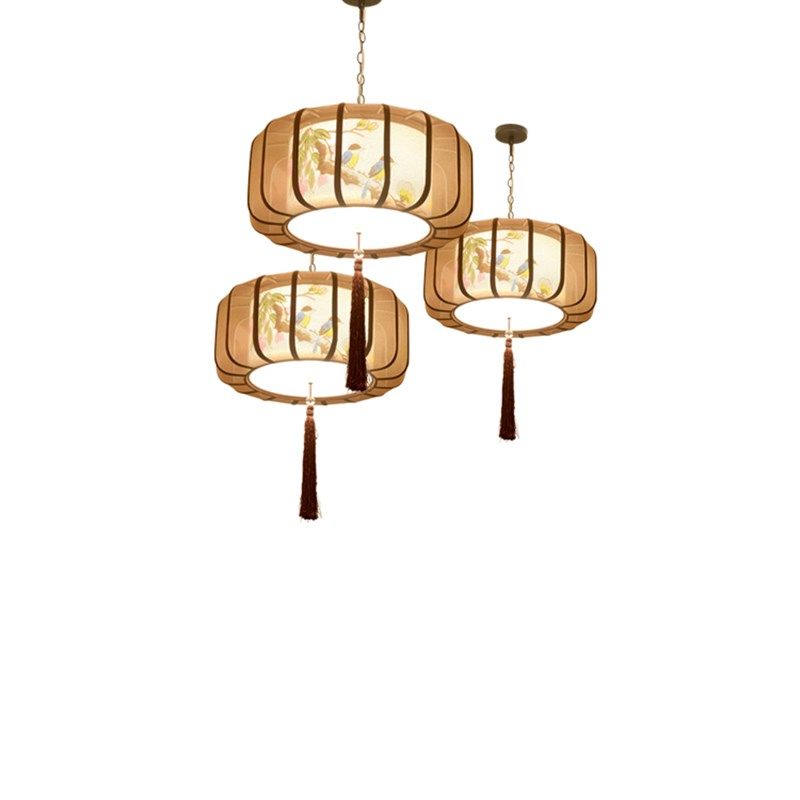 新吊灯复古带包间布艺古典创意灯具圆形茶楼过道灯笼,家装灯饰光源,餐厅吊灯,淘宝优惠券,粉丝福利购,淘宝优惠卷