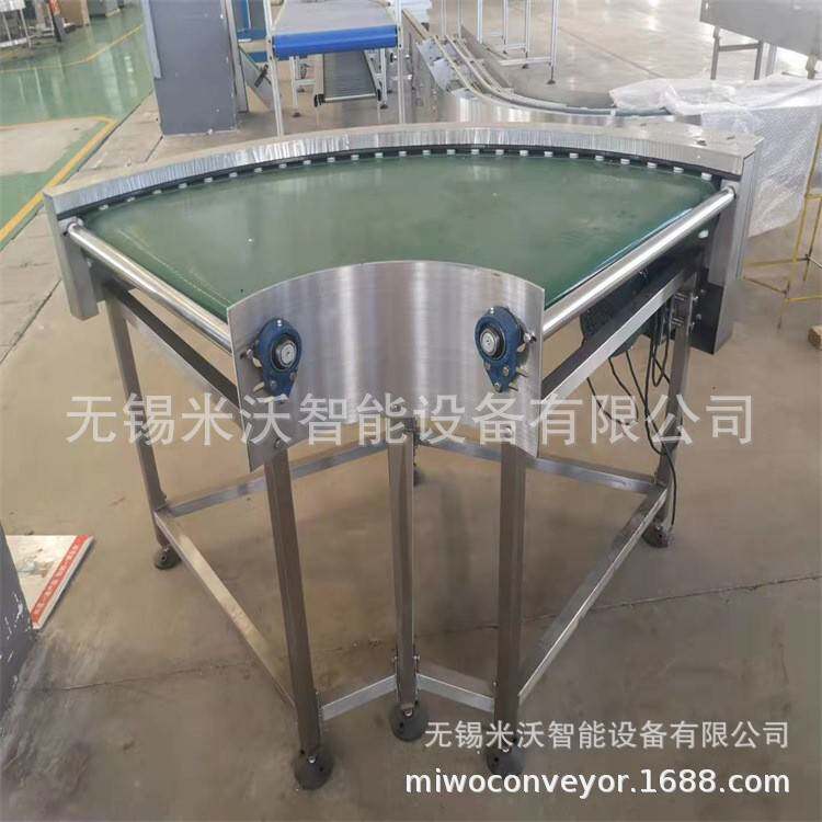 180°环形回流水平皮带 皮带转弯扇形输送线 刀口下料皮带输送线