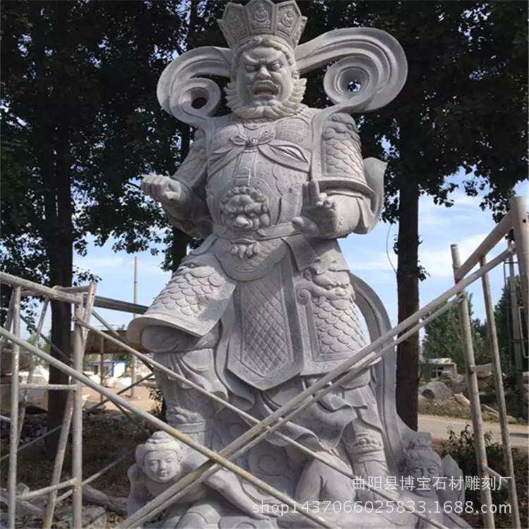 汉白玉四大天王雕塑 青石石雕大型人物雕像寺庙景区广场摆件厂家