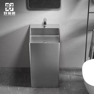 洗脸盆户外一体落地式 304不锈钢立柱式 洗手盆家用阳台方形立柱盆