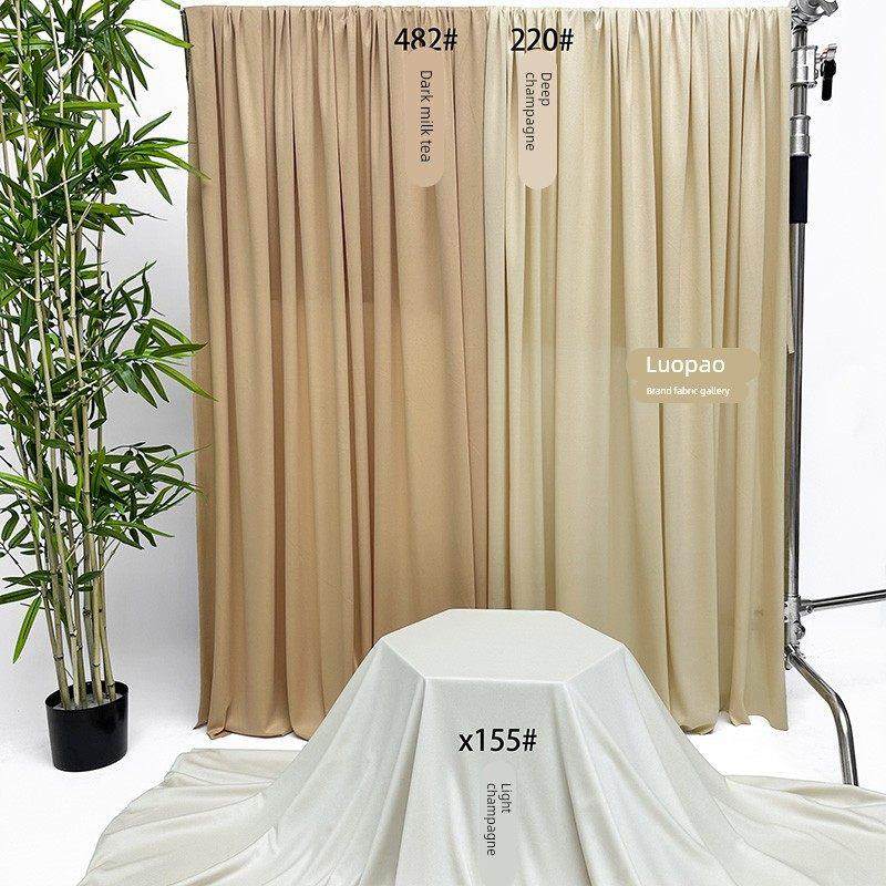 婚庆牛奶丝米色香槟色造型布幔背景纱幔韩式婚礼舞台装饰吊顶布