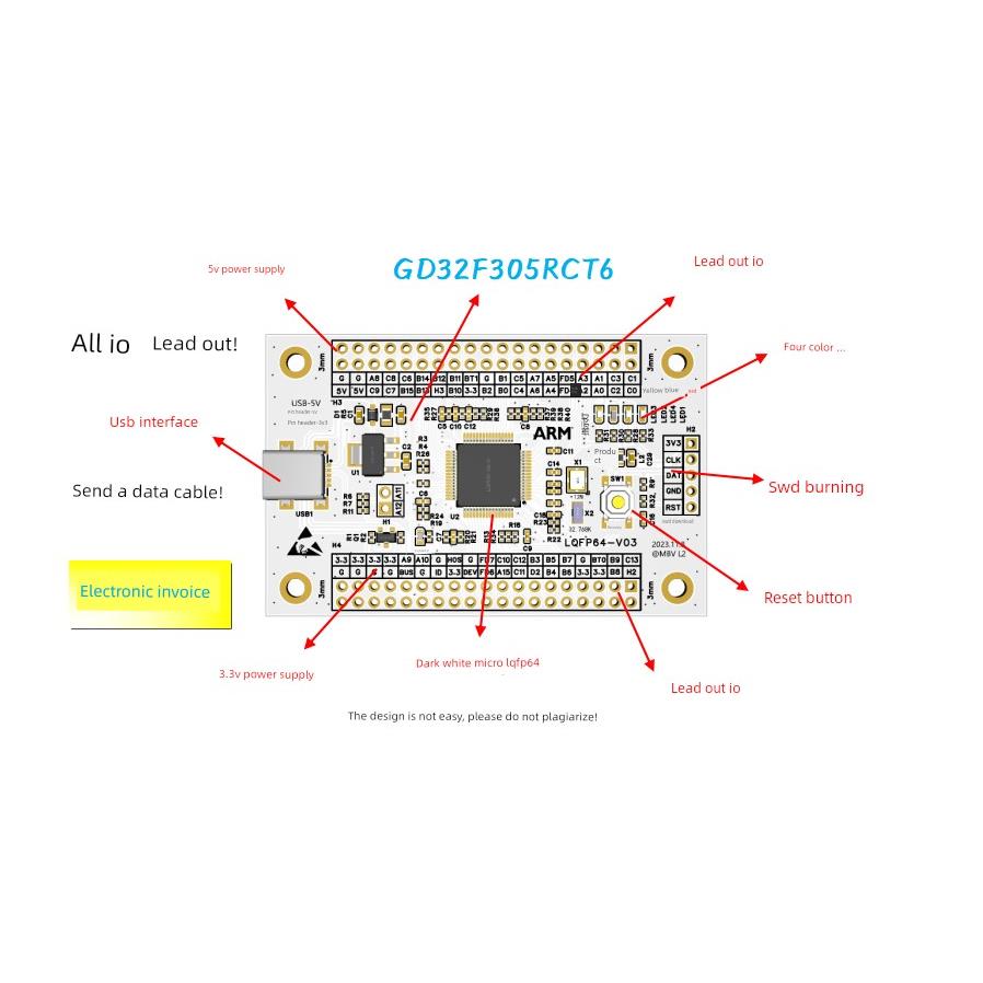 GD32F305RCT6核心板GD32F305RCT6小系统板GD32F305RCT6开发板