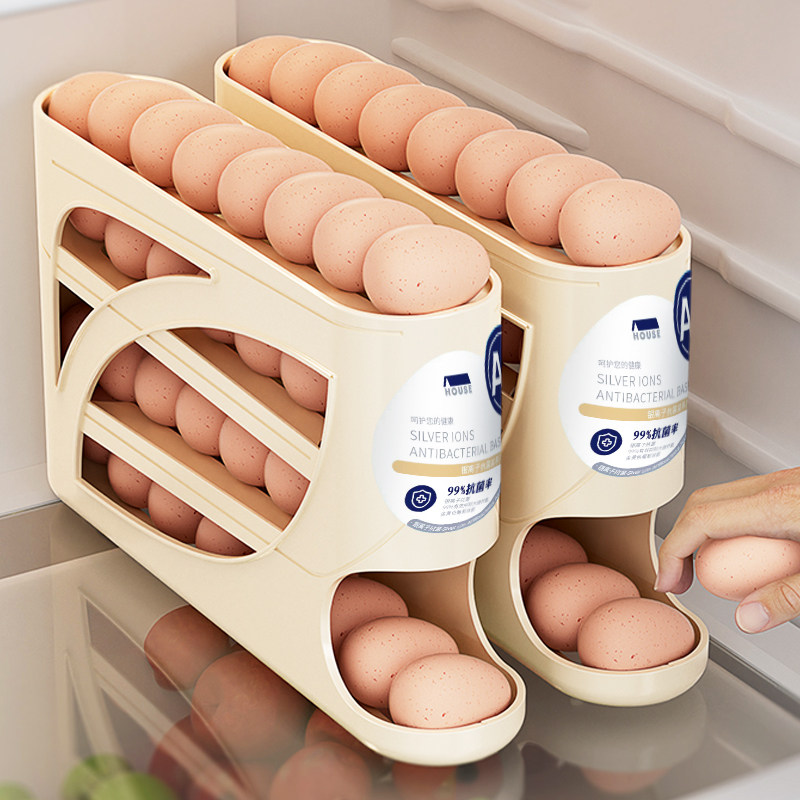 滚动鸡蛋收纳盒冰箱专用侧门装放鸡蛋的滚蛋鸡蛋托架食品级保鲜盒