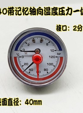 Y40Z轴向温度压力一体表带记忆温度计010bar/120三针温度表