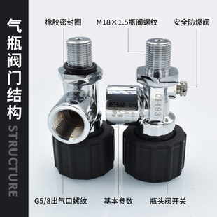 高压气瓶阀门5L6L钢瓶6.8L碳纤维气瓶 气瓶阀门30Mpa M18X1.5G5/8
