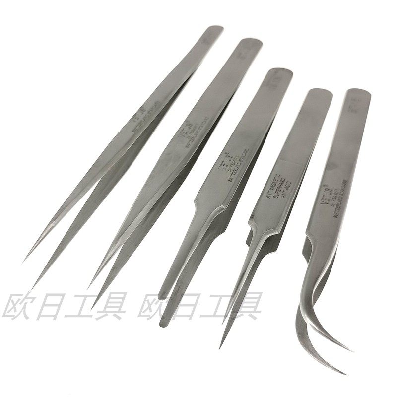 正品VETUS高精度圆头尖咀弯头不锈钢镊子夹子ST-11 12 13 14 15