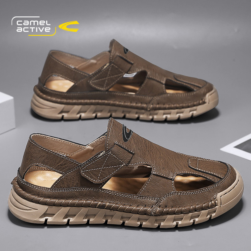 骆驼动感皮凉鞋男士夏季外穿2026新款爸爸包头运动沙滩鞋防滑防臭,流行男鞋,沙滩鞋,淘宝优惠券,粉丝福利购,淘宝优惠卷