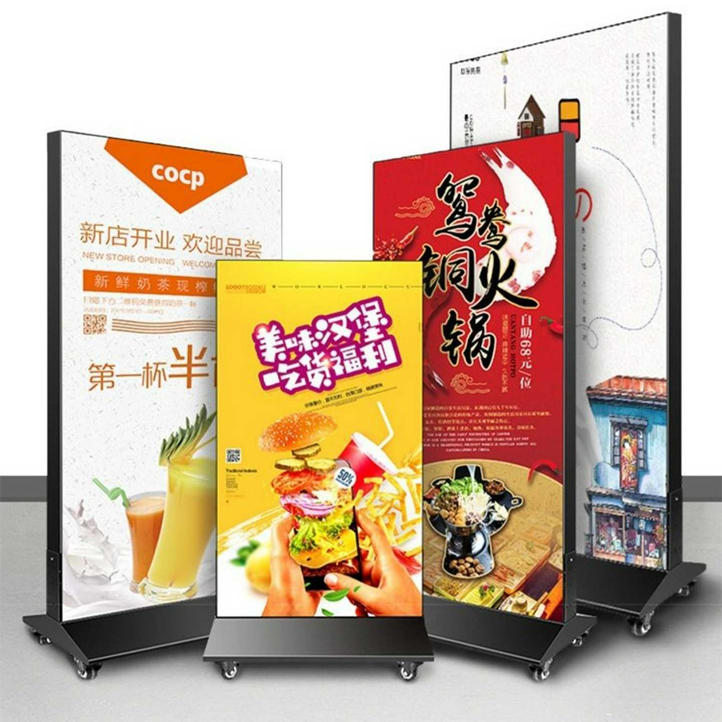 LED灯箱广告牌立式招牌落地式uv软膜移动卡布双面示牌发光