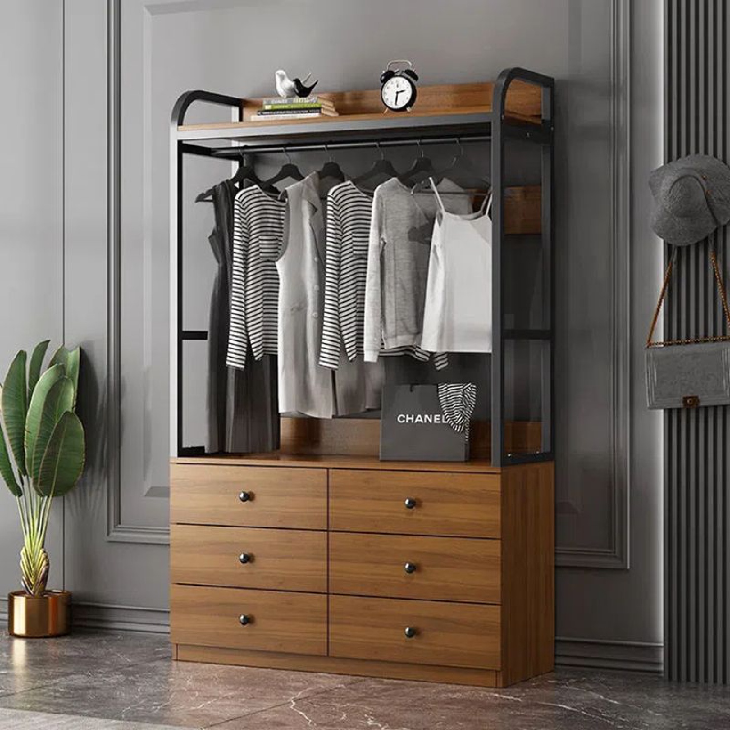 衣架落地客厅卧室内网红房间衣帽置物挂衣架子家用简易北欧铁衣柜