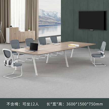斜边烤漆简易弧形会议桌长桌椅组合简约现代大小型洽谈室阅览桌子