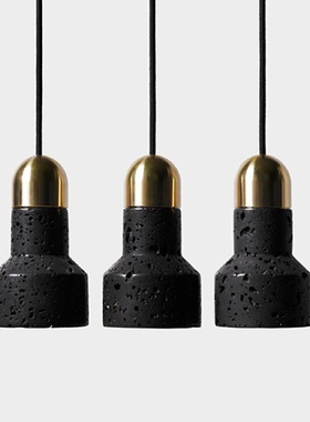 北欧创意水磨石黑洞石火山石吊餐厅咖啡厅火锅店酒吧台床头聚光灯