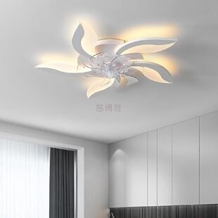 家用主卧室简约吸顶灯带吊扇灯一体餐厅灯 Z秶3风扇灯摇头2024新款