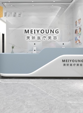 美容院前台接待台简约现代服装店收银台烤漆理发店吧台柜台美发店