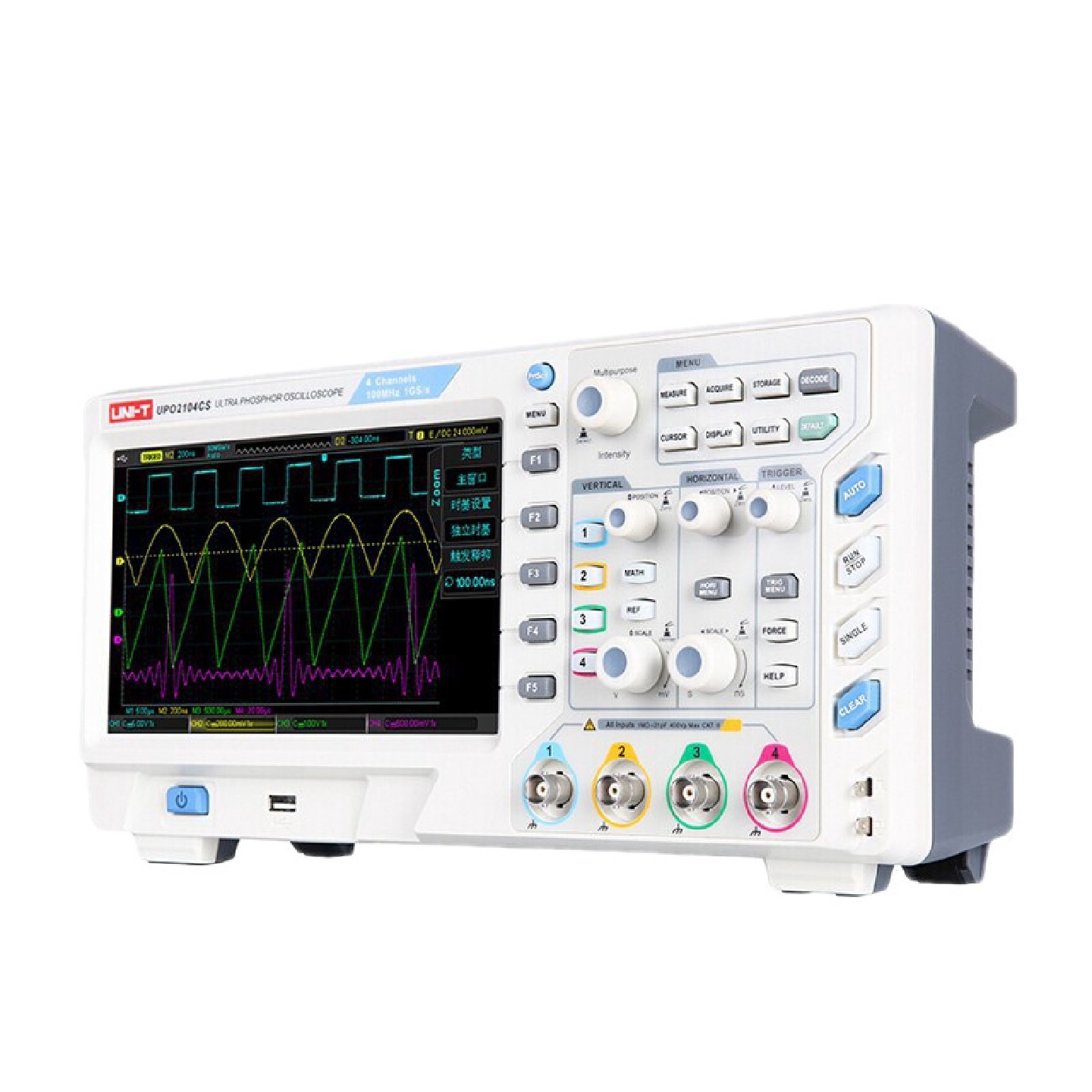 优利德UPO2104CS四通道数字存储荧光示波器100MHZ带宽双通道