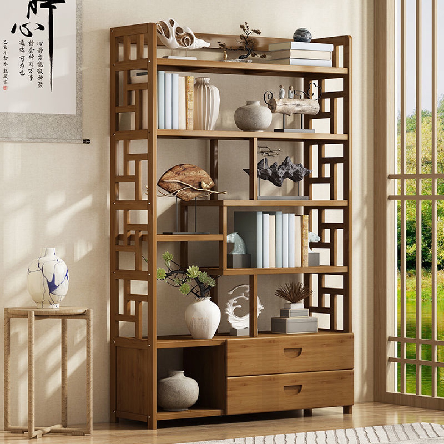 博古架新中式多宝阁茶叶展示柜非实木摆件柜茶具置物架客厅何之章