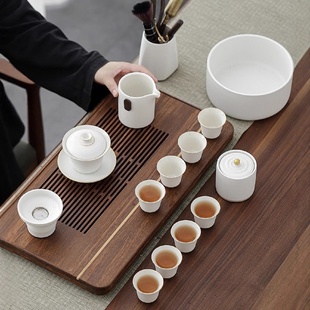 粗陶侧把壶轻奢功夫茶具套装 日式 家用高档陶瓷茶杯家用会客简约