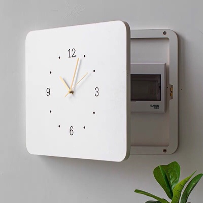 北欧钟表电表箱遮挡装饰画客厅强电箱遮挡遮丑免打孔真时钟