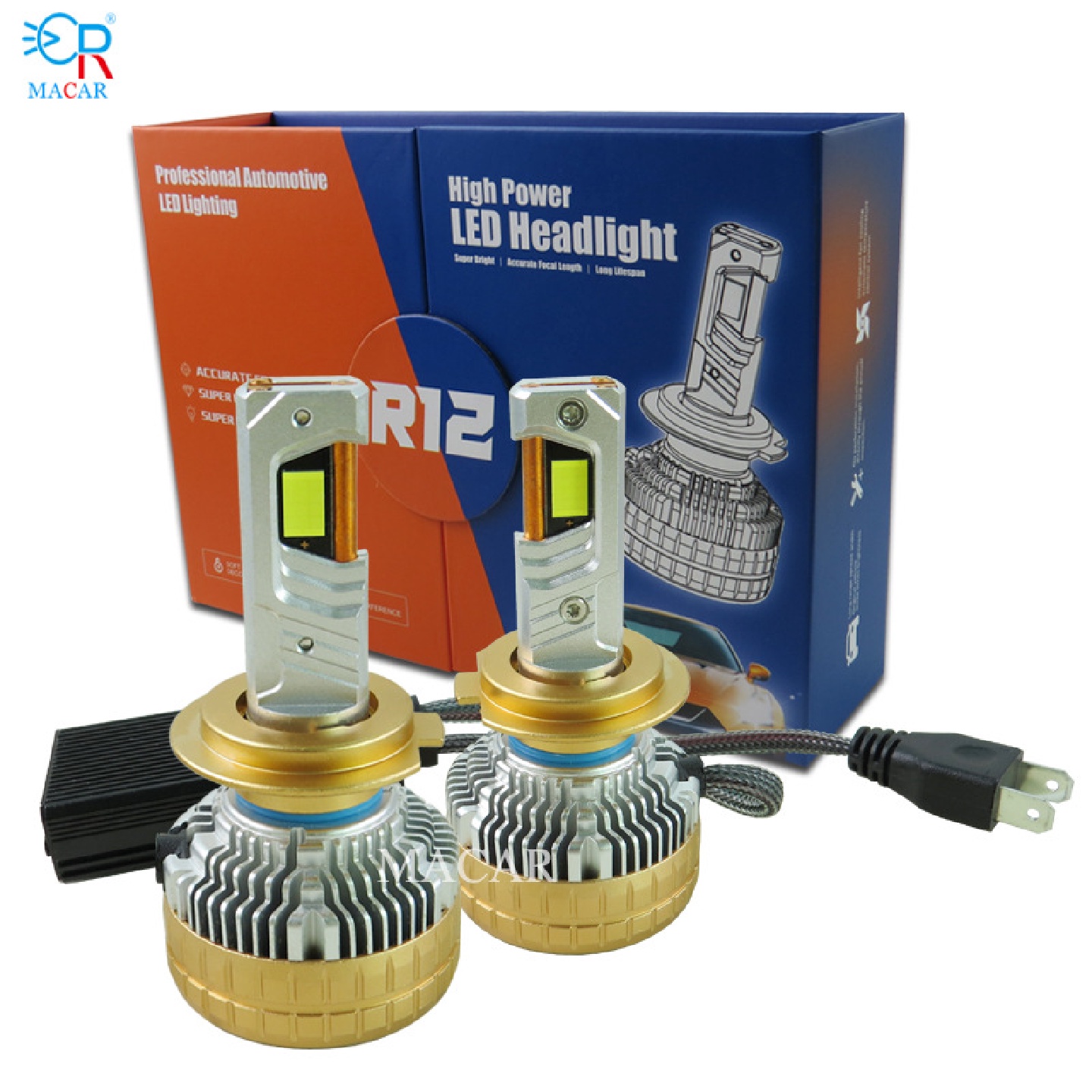 3铜管大功率300w汽车led大灯雾灯H7H11H19005前照灯灯光升级改装
