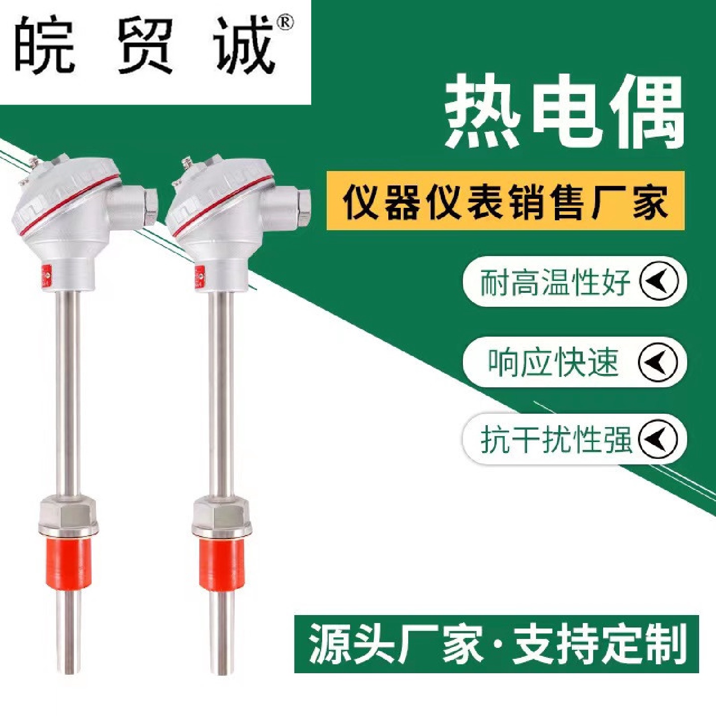 贸诚仪表热电偶/WRNK-131/双支/500mm/6mm/卡套式