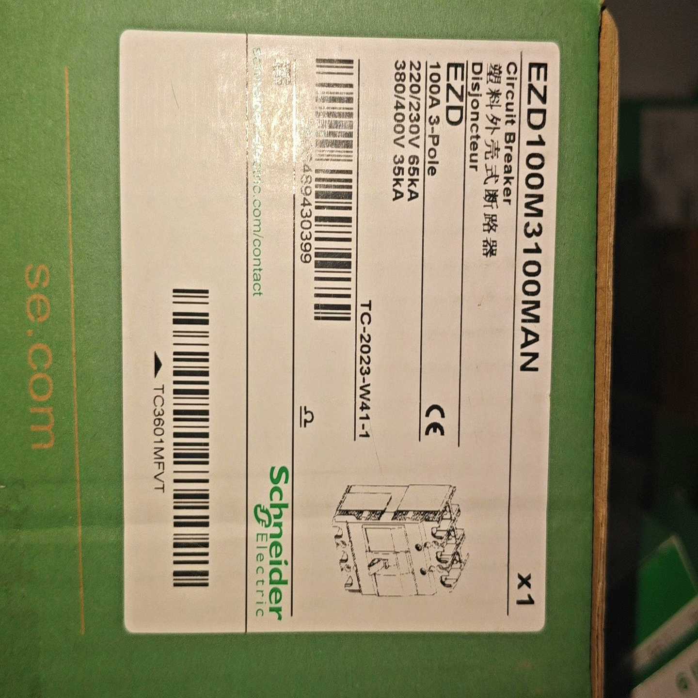 施耐德塑壳开关EZD100M3100MAN，全新原装正品。3一议价商品