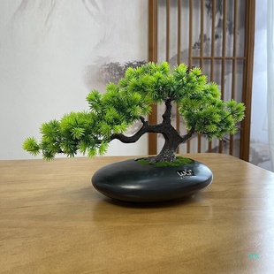 饰造型美人发财树景观摆件 仿真松树迎客松罗汉松假松树客厅书房装