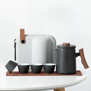 便携包泡茶功夫家用茶壶茶杯户外用 快客杯一壶四杯旅行茶具套装