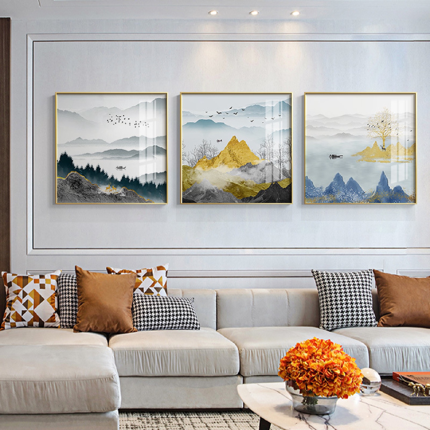 简约新中式客厅装饰画现代轻奢玄幻水墨山水画玄关墙画软装样板间